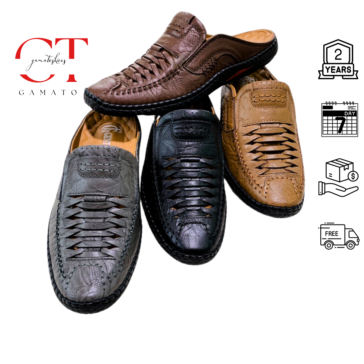 Giày sục nam da bò GONTO làm từ da napba đế cao su được khâu chỉ vòng quanh đế không sợ bung keo đế Sản Phẳm Được Bảo Hành 2 Năm Đỏi Trả 7 Ngài
