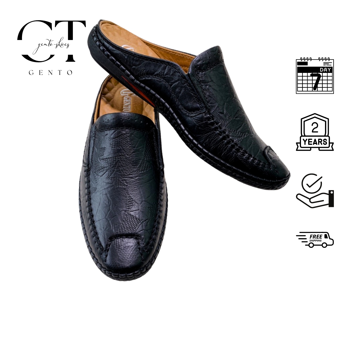 Giày sục nam da bò GONTO làm từ da napba đế cao su được khâu chỉ vòng quanh đế không sợ bung keo đế Sản Phẳm Được Bảo Hành 2 Năm Đỏi Trả 7 Ngài